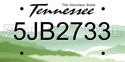 5JB2733 Tennessee License Plate