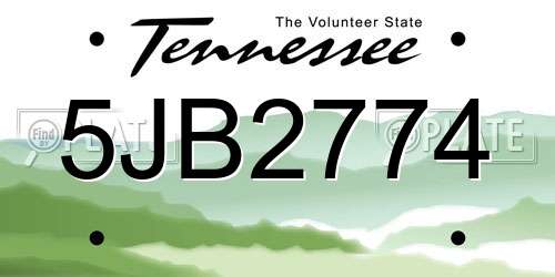 5JB2774 Tennessee License Plate
