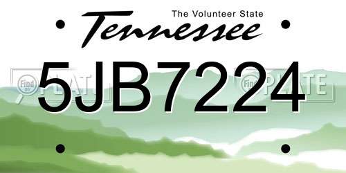 5JB7224 Tennessee License Plate