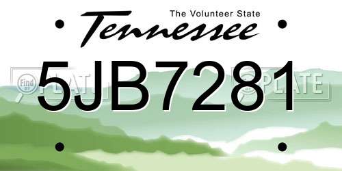 5JB7281 Tennessee License Plate