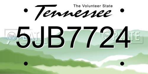 5JB7724 Tennessee License Plate