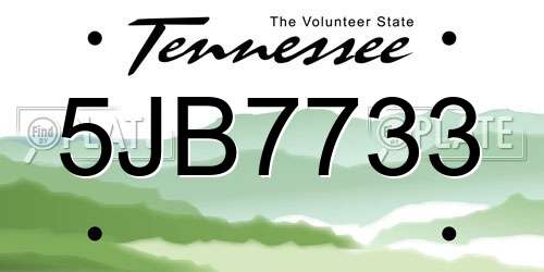 5JB7733 Tennessee License Plate