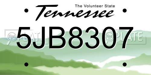 5JB8307 Tennessee License Plate