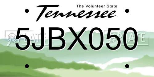 5JBX050 Tennessee License Plate
