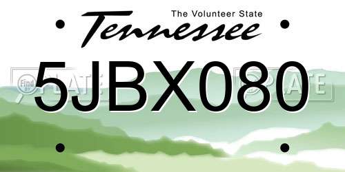 5JBX080 Tennessee License Plate