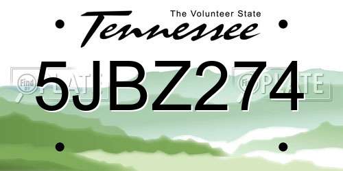 5JBZ274 Tennessee License Plate