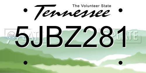 5JBZ281 Tennessee License Plate