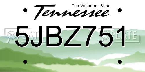 5JBZ751 Tennessee License Plate