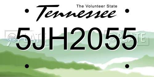 5JH2055 Tennessee License Plate