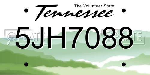 5JH7088 Tennessee License Plate