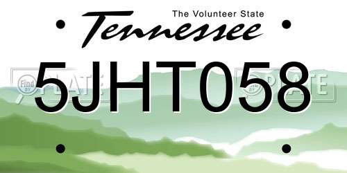 5JHT058 Tennessee License Plate