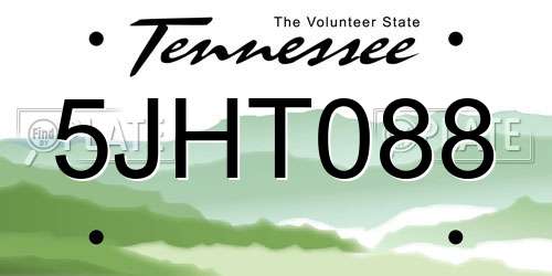 5JHT088 Tennessee License Plate