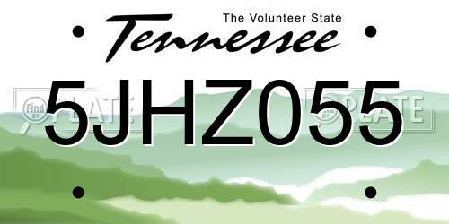 5JHZ055 Tennessee License Plate