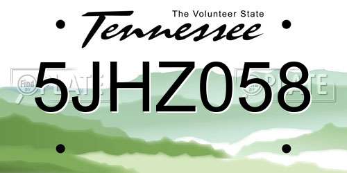 5JHZ058 Tennessee License Plate