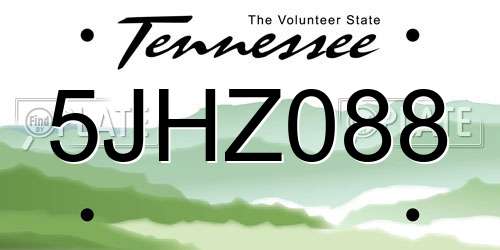 5JHZ088 Tennessee License Plate