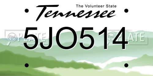 5JO514 Tennessee License Plate