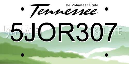 5JOR307 Tennessee License Plate