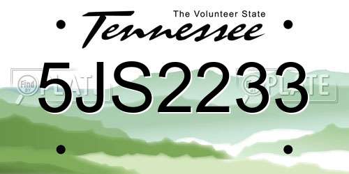 5JS2233 Tennessee License Plate