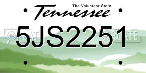 5JS2251 Tennessee License Plate
