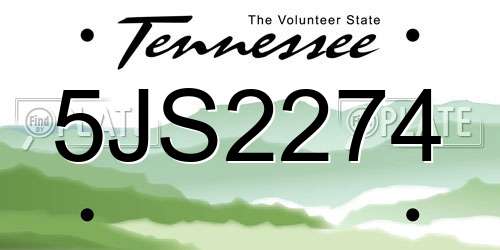 5JS2274 Tennessee License Plate