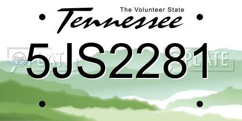 5JS2281 Tennessee License Plate