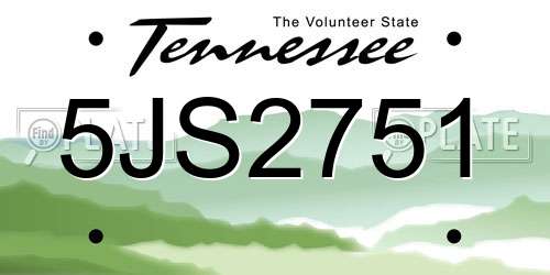 5JS2751 Tennessee License Plate
