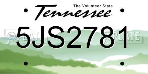 5JS2781 Tennessee License Plate