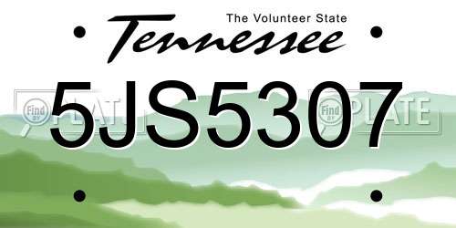 5JS5307 Tennessee License Plate