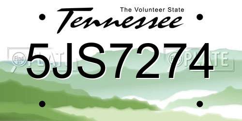5JS7274 Tennessee License Plate