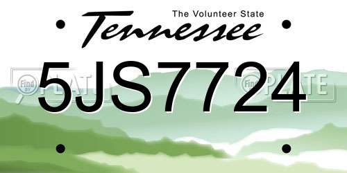5JS7724 Tennessee License Plate