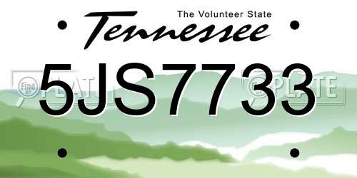 5JS7733 Tennessee License Plate