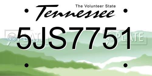 5JS7751 Tennessee License Plate