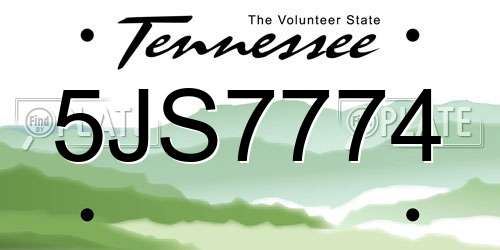 5JS7774 Tennessee License Plate