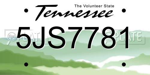 5JS7781 Tennessee License Plate