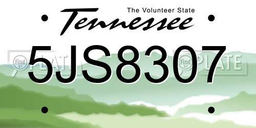 5JS8307 Tennessee License Plate