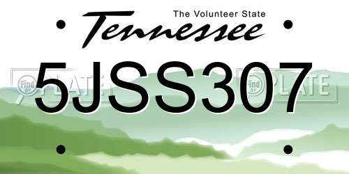5JSS307 Tennessee License Plate
