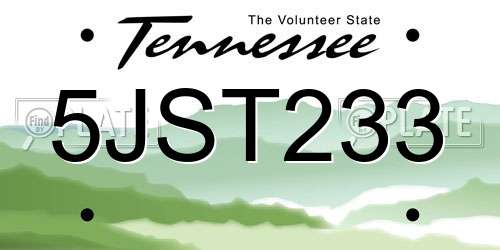5JST233 Tennessee License Plate