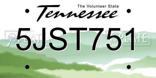 5JST751 Tennessee License Plate
