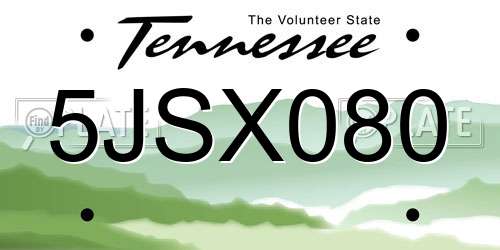 5JSX080 Tennessee License Plate