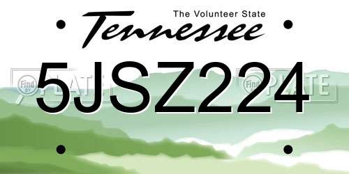 5JSZ224 Tennessee License Plate