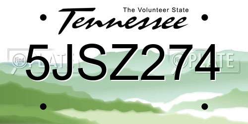 5JSZ274 Tennessee License Plate