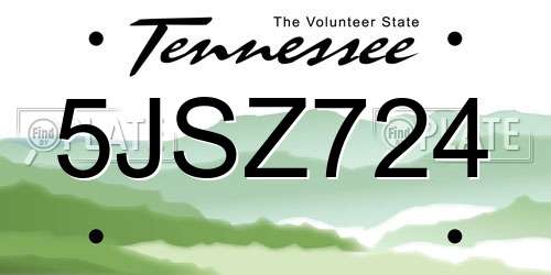 5JSZ724 Tennessee License Plate