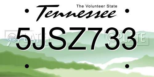 5JSZ733 Tennessee License Plate