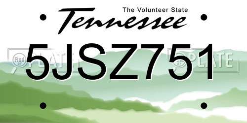 5JSZ751 Tennessee License Plate