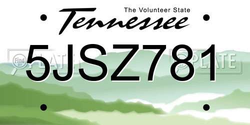 5JSZ781 Tennessee License Plate