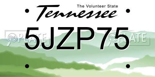 5JZP75 Tennessee License Plate