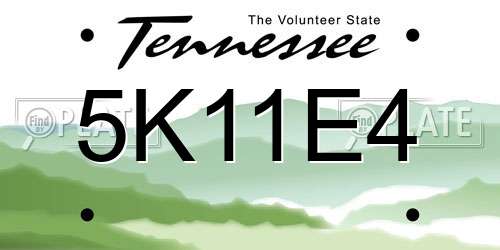 5K11E4 Tennessee License Plate