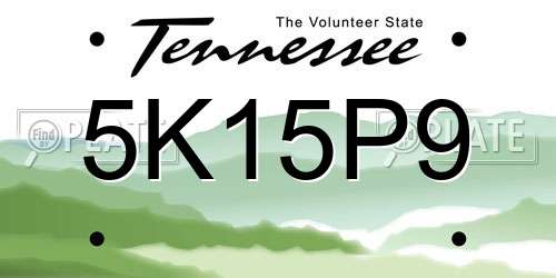 5K15P9 Tennessee License Plate