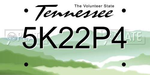 5K22P4 Tennessee License Plate
