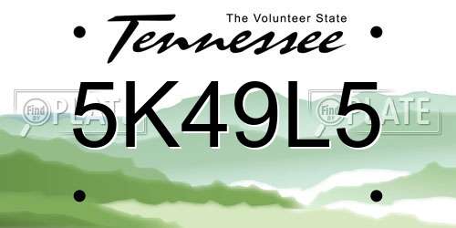 5K49L5 Tennessee License Plate